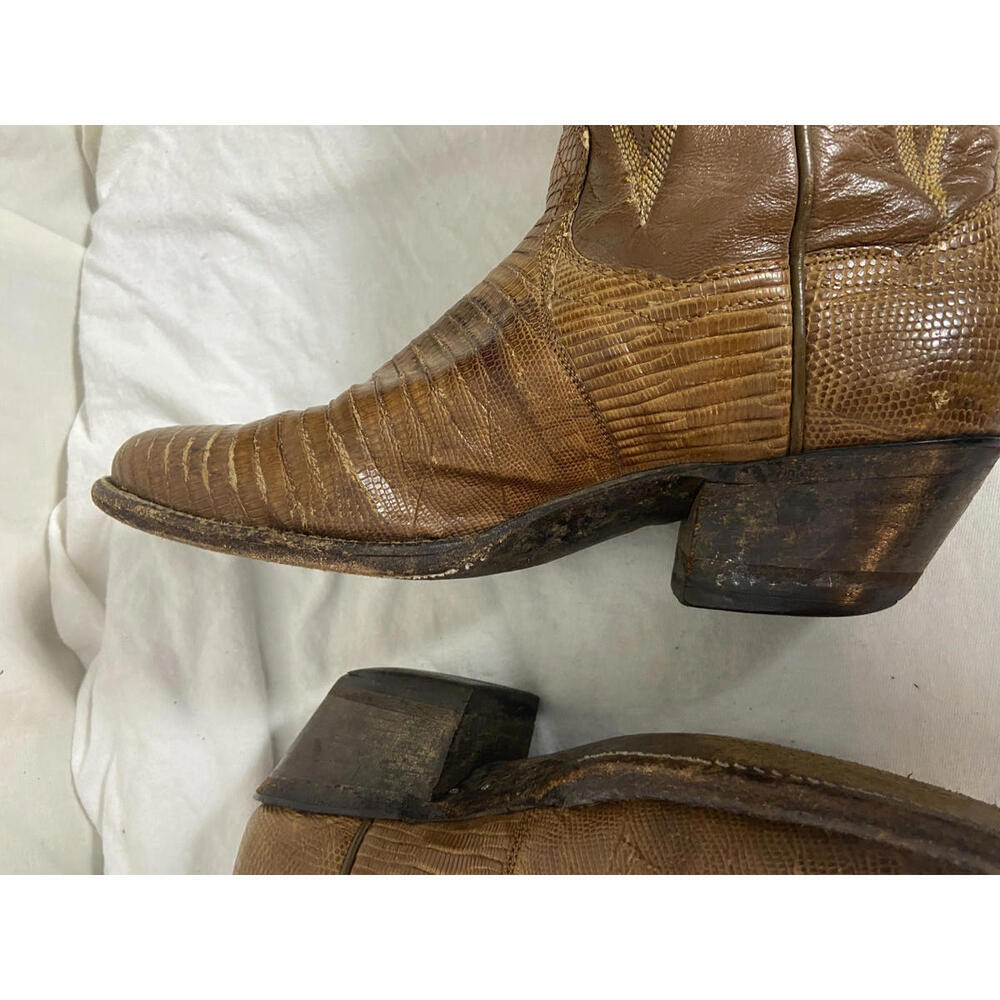 VINTAGE PANHANDLE SLIM WOMEN'S EXOTIC LIZARD SKIN & LEATHER COWGIRL BOOTS 5 B - Picture 6 of 12